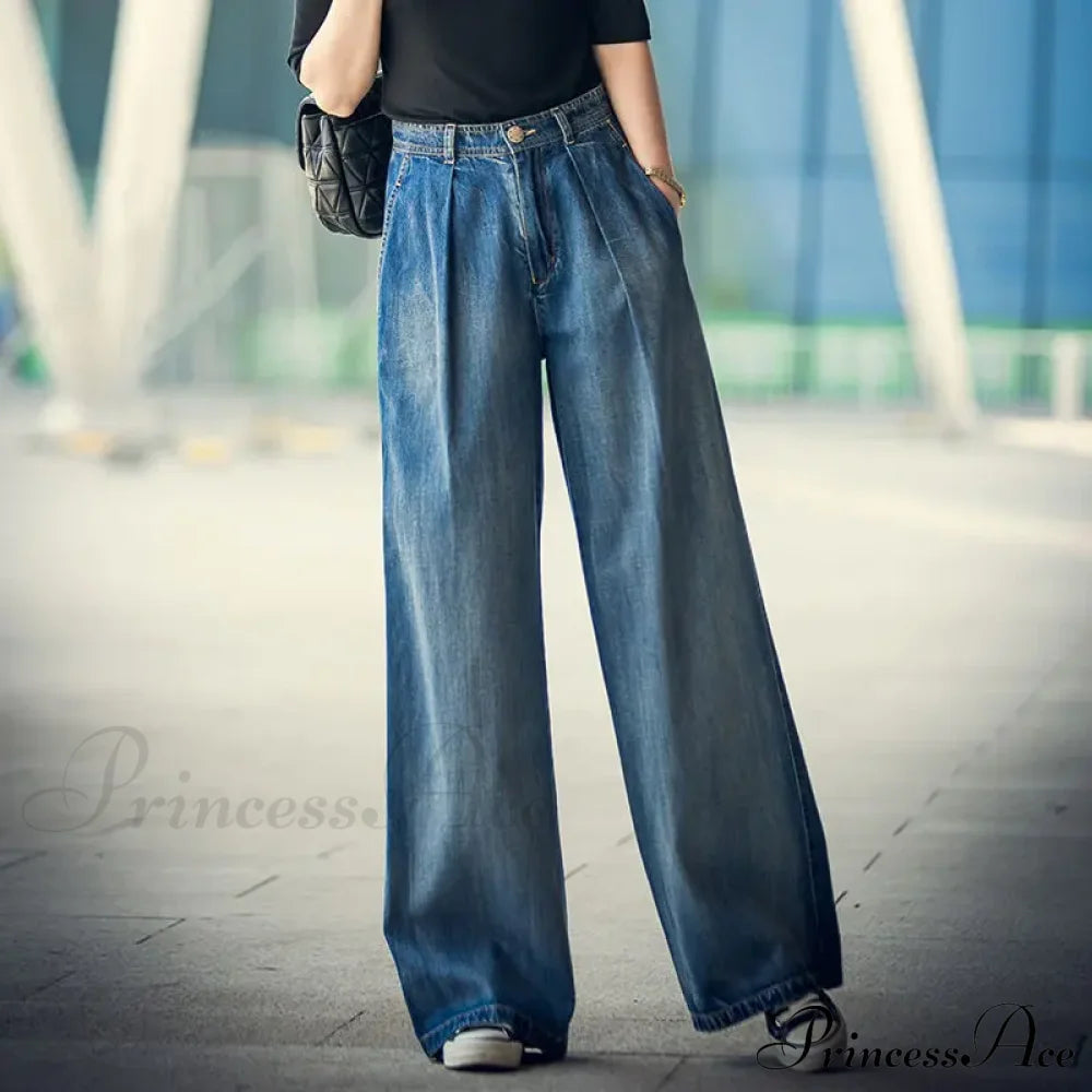 85Kg Oversize High Waist Denim Baggy Wide Leg Wash Mother Spring Korean Vintage Straight Streetwear