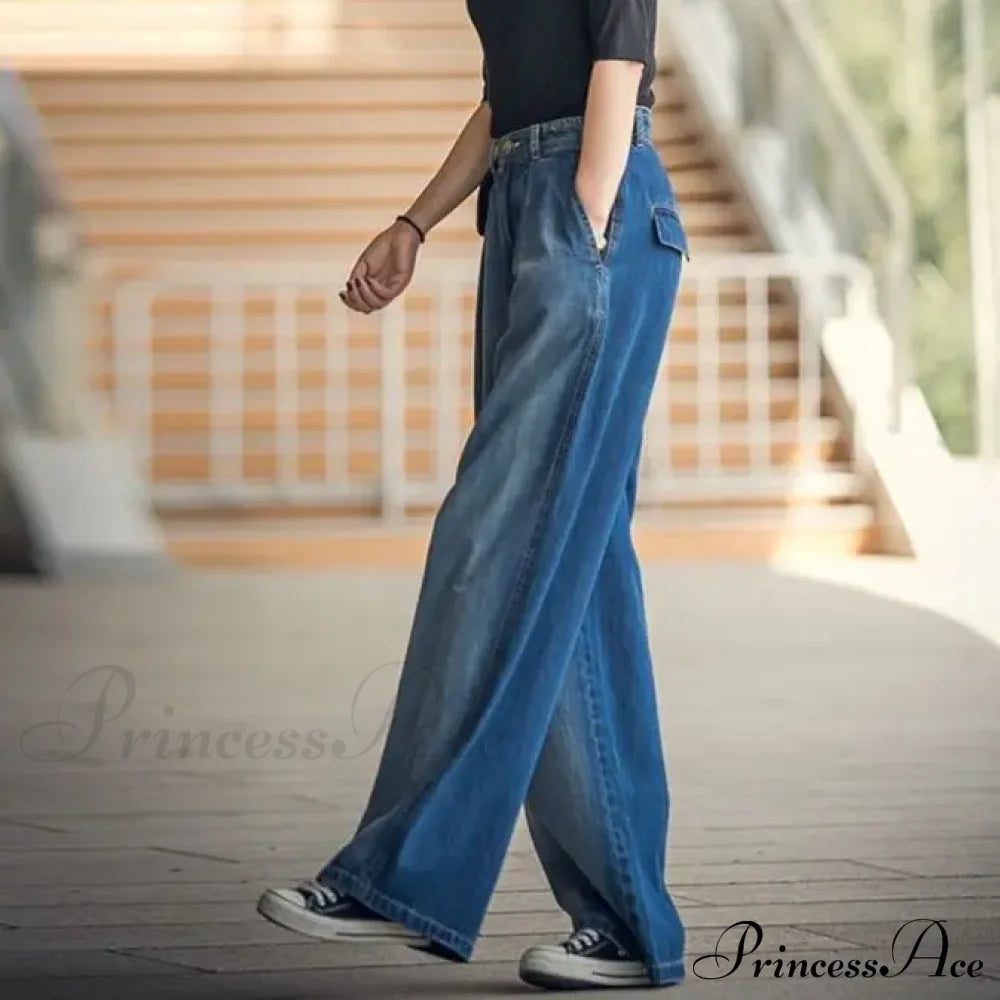 85Kg Oversize High Waist Denim Baggy Wide Leg Wash Mother Spring Korean Vintage Straight Streetwear