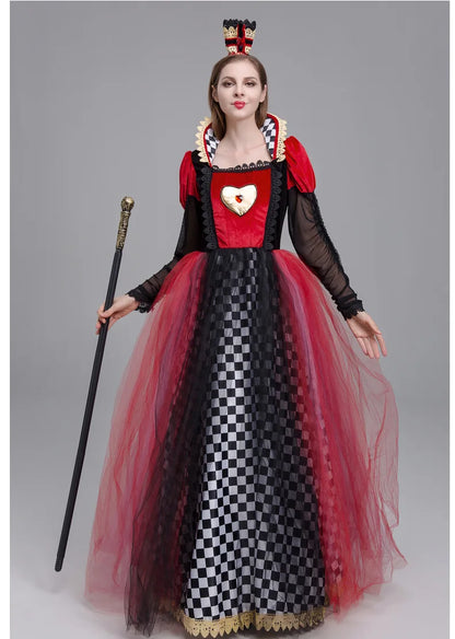 Queen of Hearts Alice in Wonderland Red Queen Halloween Performance Costume