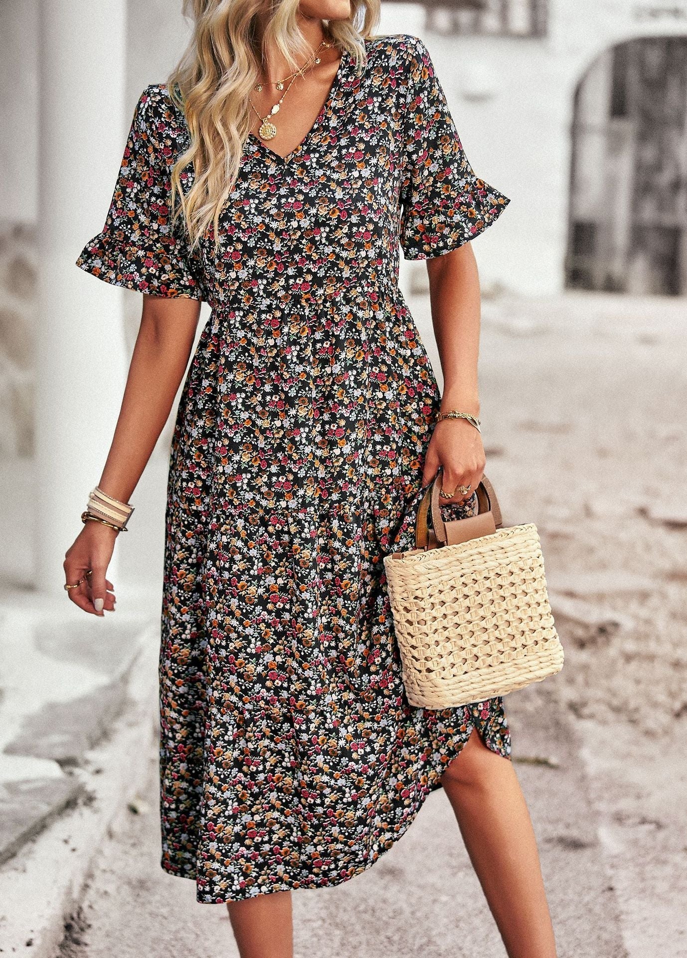 Bohemian long Graceful sleeve party dress