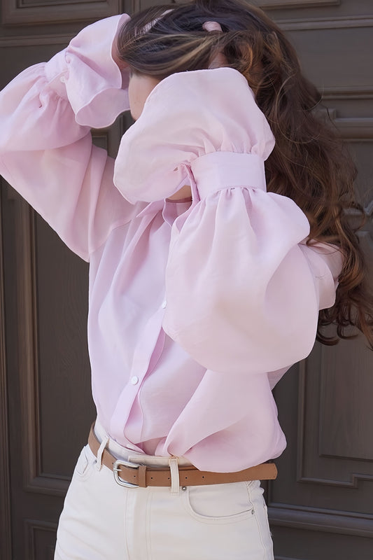 Chic Ruffled Sleeve Loose Blouse