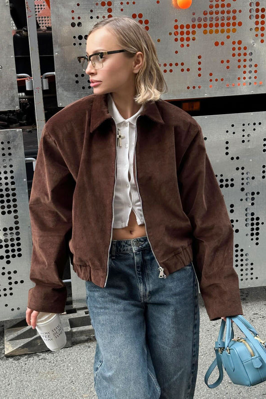 Retro Corduroy Collared Jacket