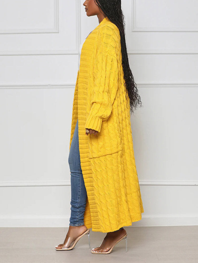 Knitted Solid Graceful Open Front Cardigan