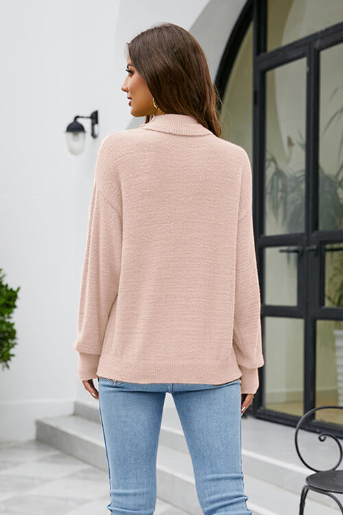 Mock with Dropped and Neck Sweater Arm Long Shoulder