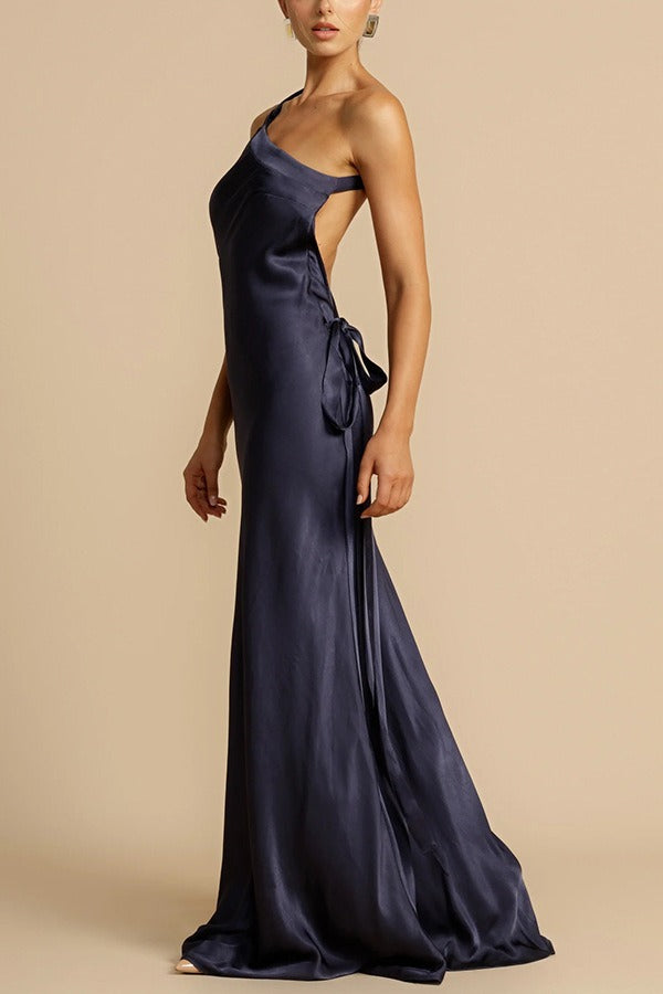 Satin One Shoulder Bodycon Formal Dress