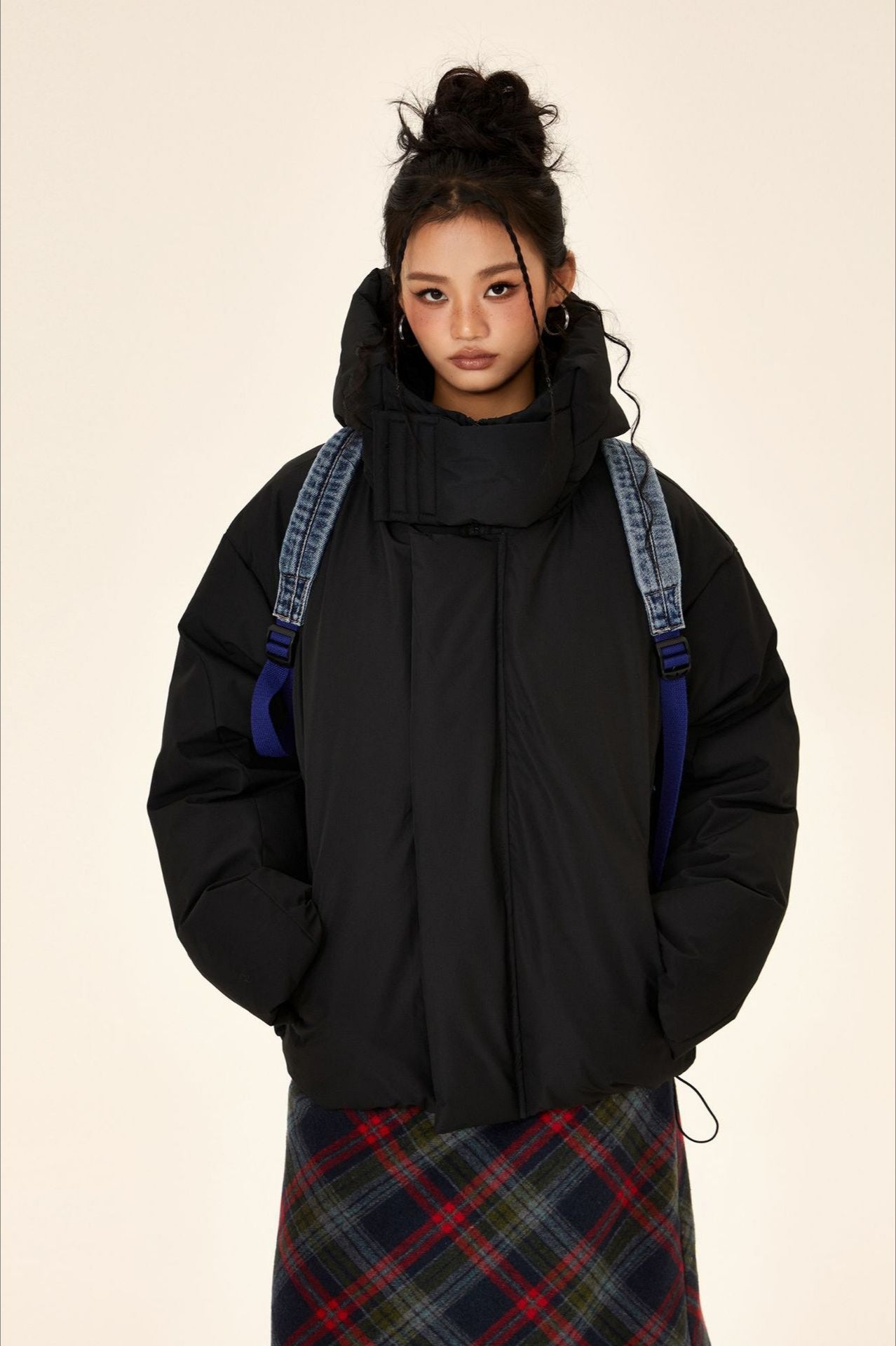 Unisex High Neck Puffer Jacket M / Black