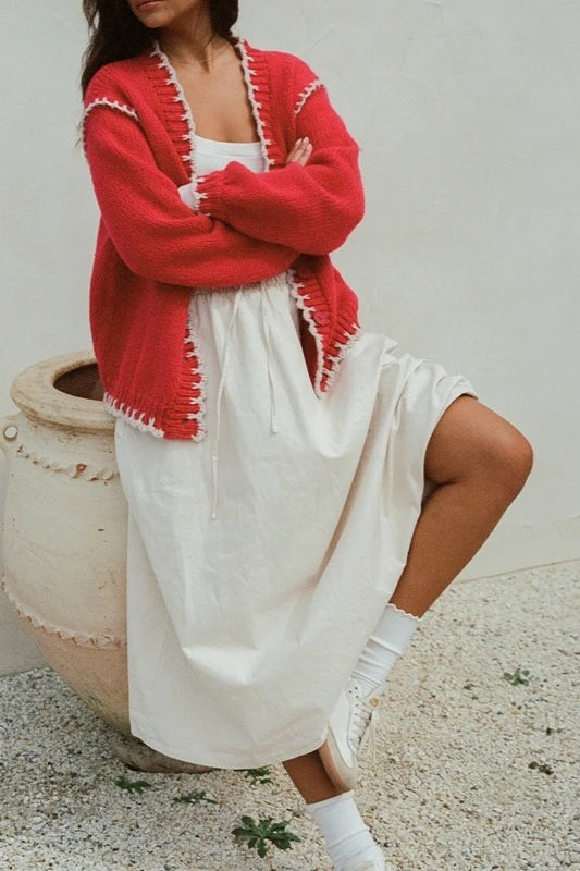 Vintage Cable Knit V Neck Button Cardigan