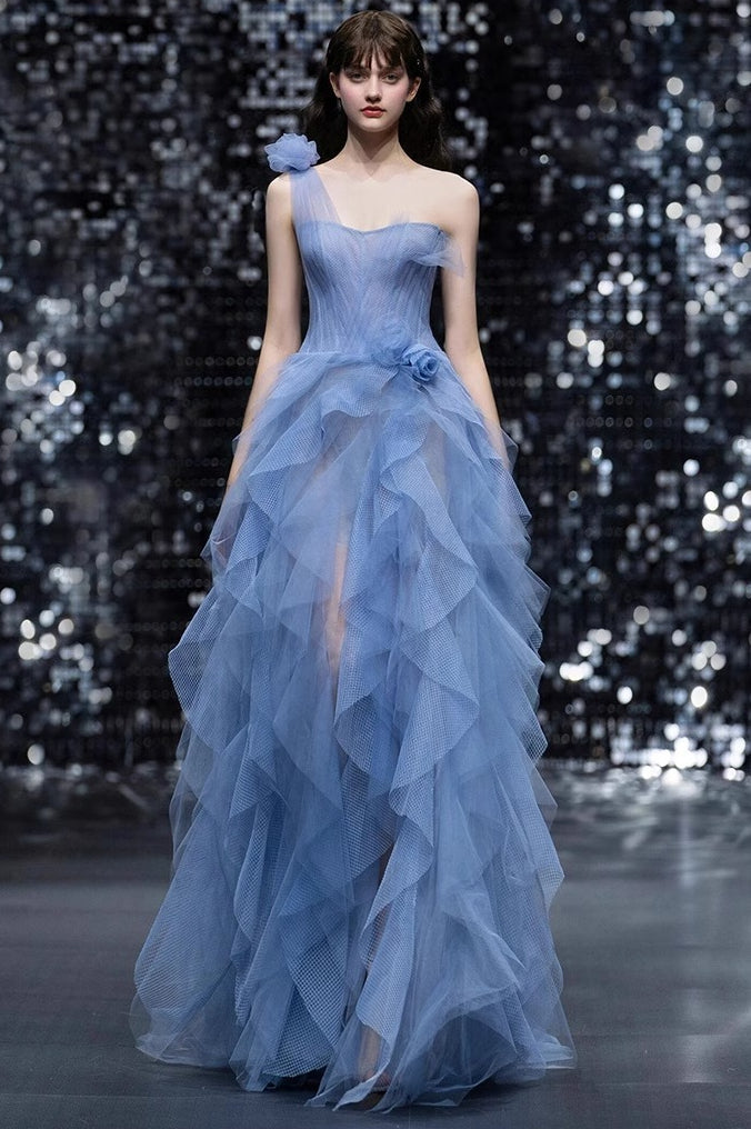 Blue Bustier Sleeveless Formal Dress XS / Blue