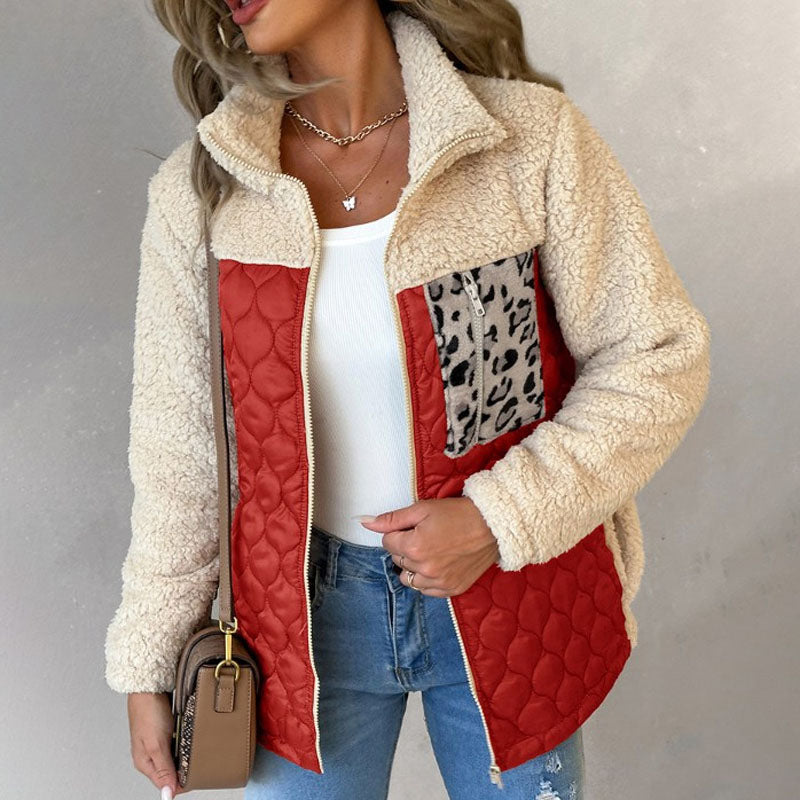 Warm Plush Patchwork Coat