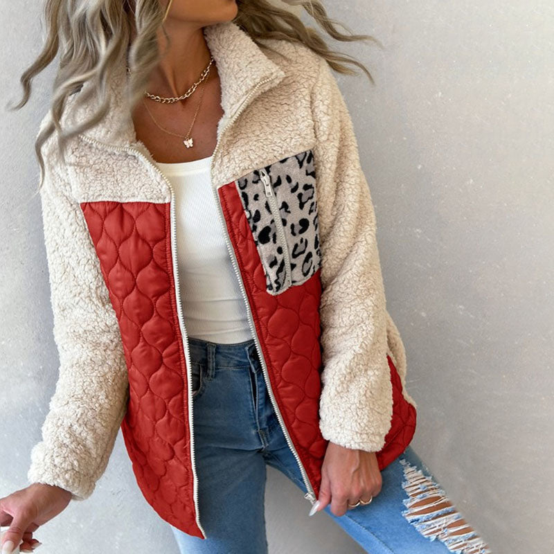 Warm Plush Patchwork Coat