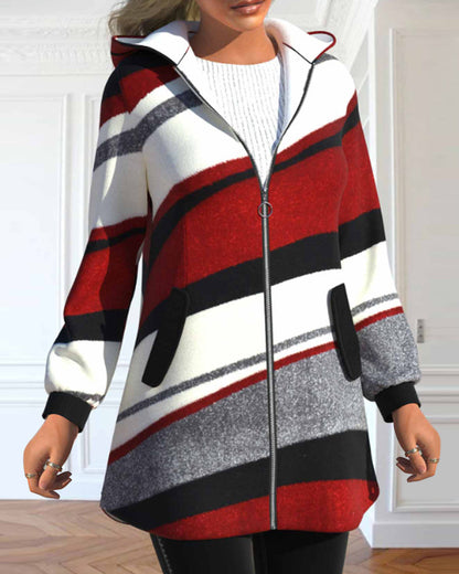 Zipper Hooded Coat