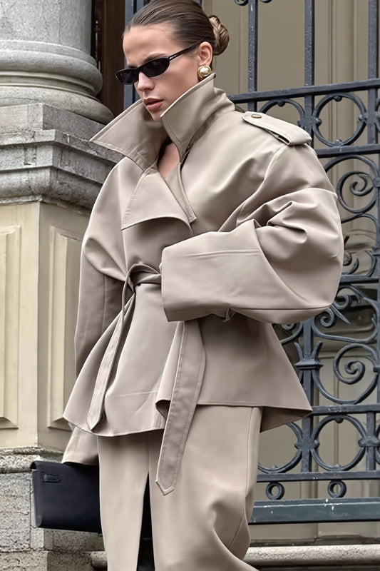 Storm Flap Belted Sleek Trench Coat