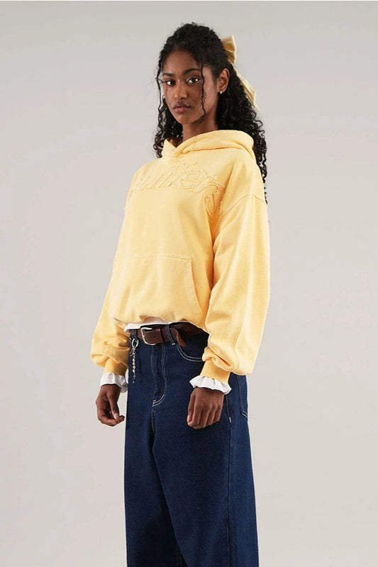 Solid 3D Letter Casual Longsleeve Hoodie