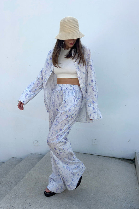 Floral Retro Shirt Pants Two Piece Set