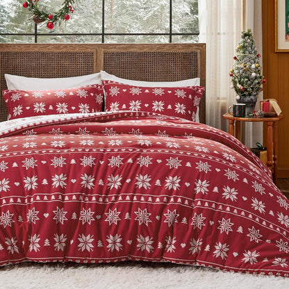 Christmas Comforter Set Queen - Christmas Bedding with Tree, 3 Pieces, 1 Comforter and 2 Pillow Shams