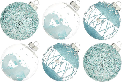 Large Shatterproof Clear Glitter Plastic Christmas Ball Ornaments - Flaxen