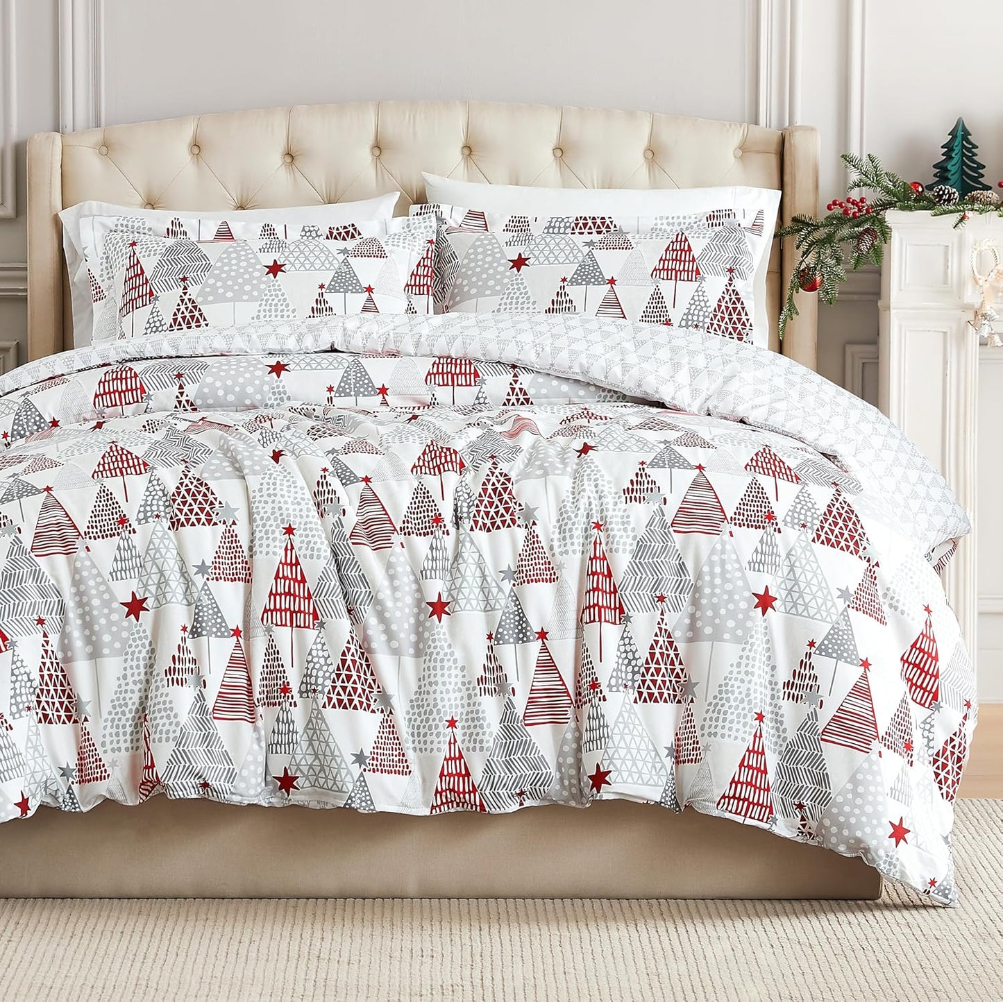 Farmhouse Christmas Print Duvet Cover/Comforter Set - Queen Size