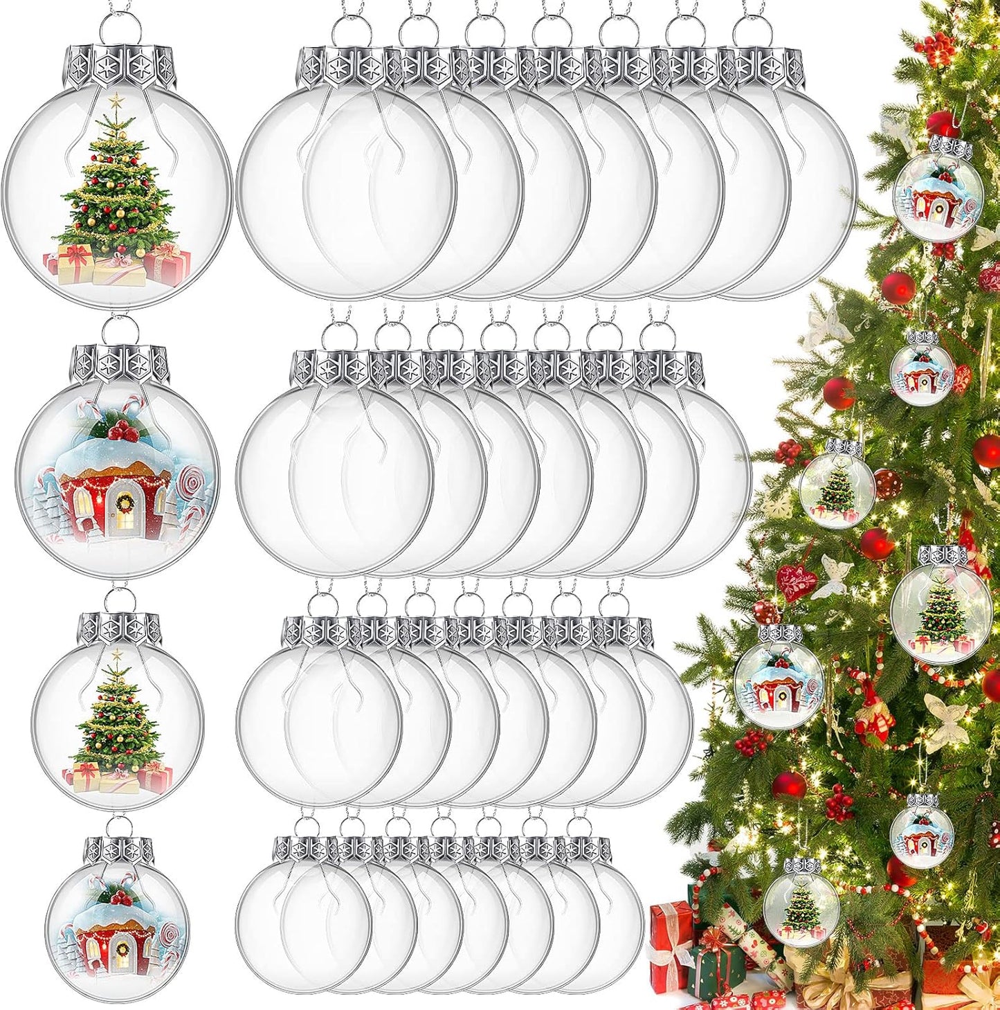 Set of 4 Clear Plastic Fillable Christmas Ornament Balls