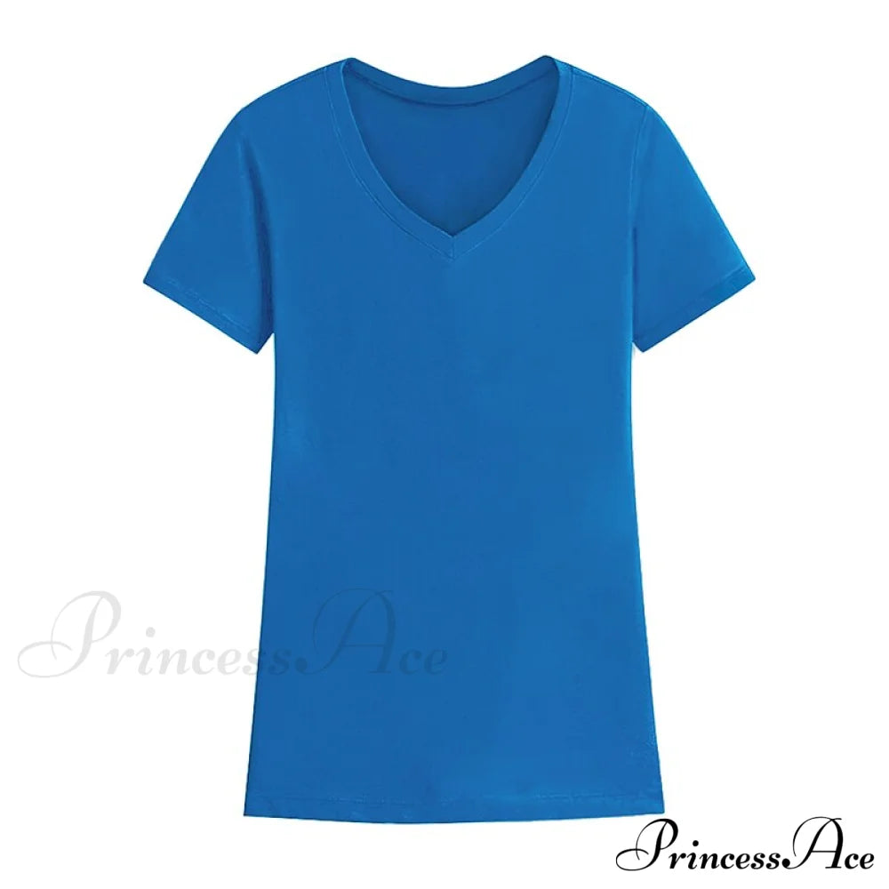 95% Cotton Simple T-Shirt Blue / S