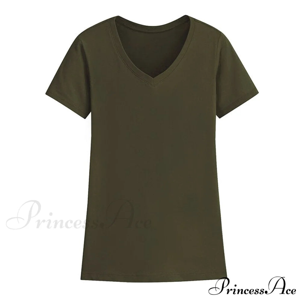 95% Cotton Simple T-Shirt Green / S