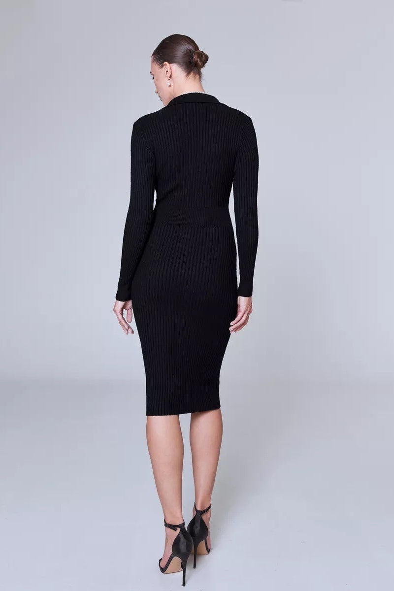 Polo Neck Bodycon Sweater Dress