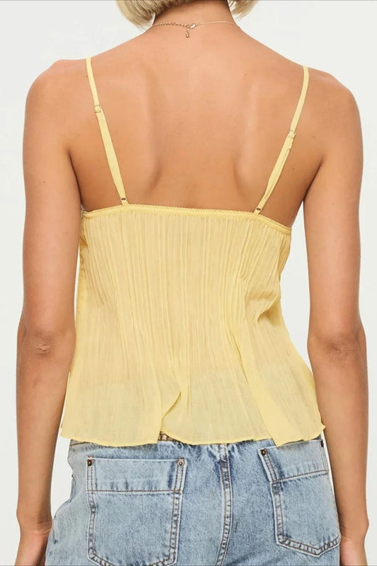 Lace Ruched Sheer Cami Top