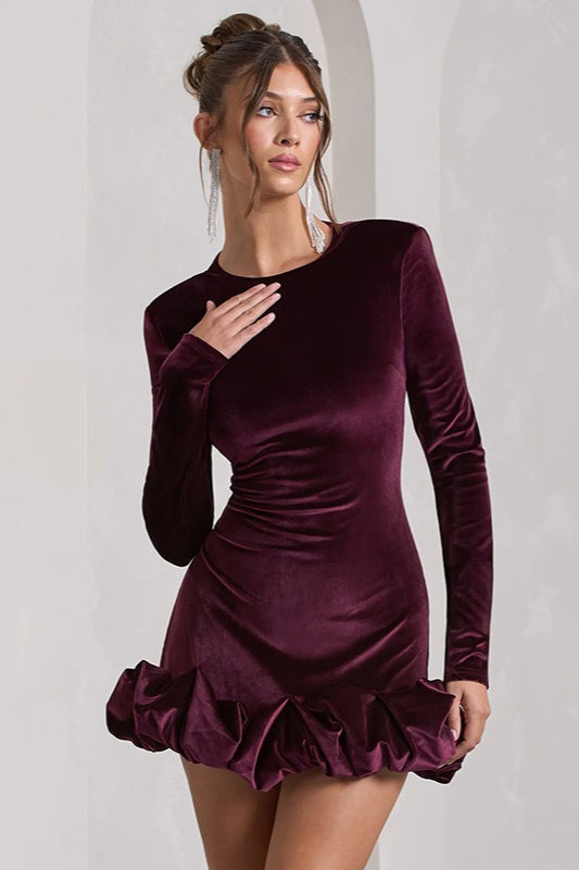 Velvet Round Neck Party Dress