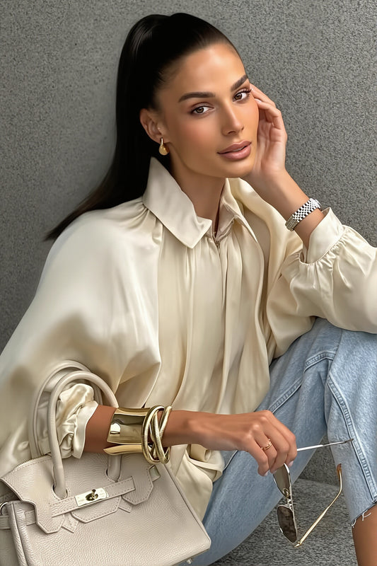 Pleated Batwing Zip Front Oversized Jacket