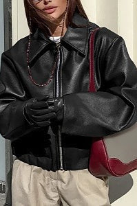 Stylish Matte PU Moto Jacket Black / S