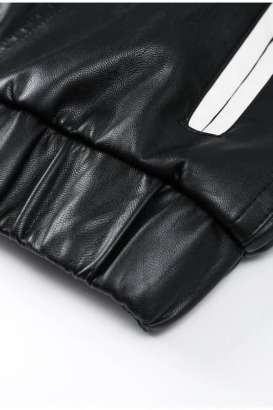 Bow Decor Faux Leather Moto Jacket