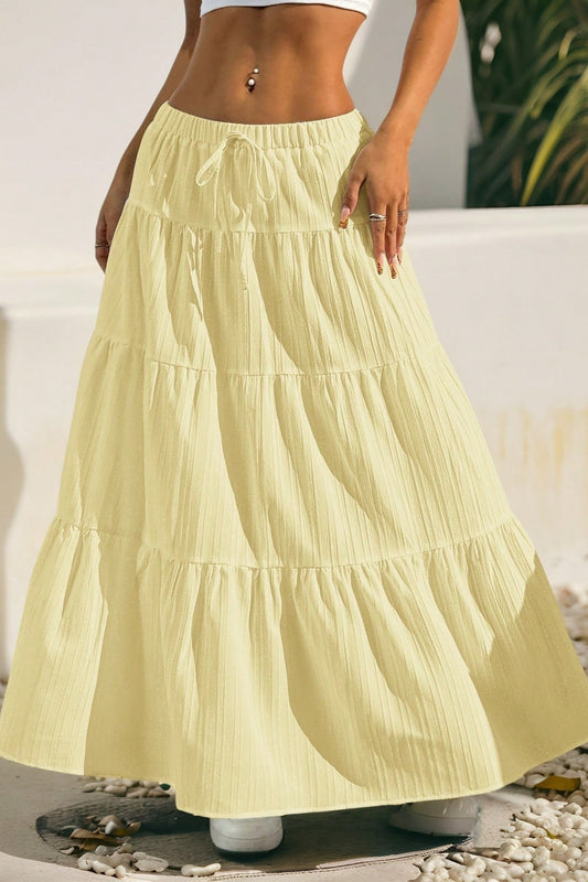 Tiered Drawstring Maxi Skirt