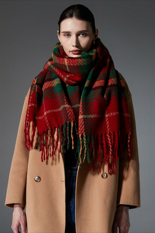 Plaid Fringe Scarf
