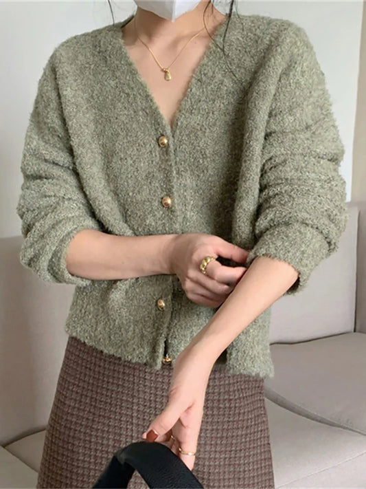 V-neck Cashmere Knit Cardigan