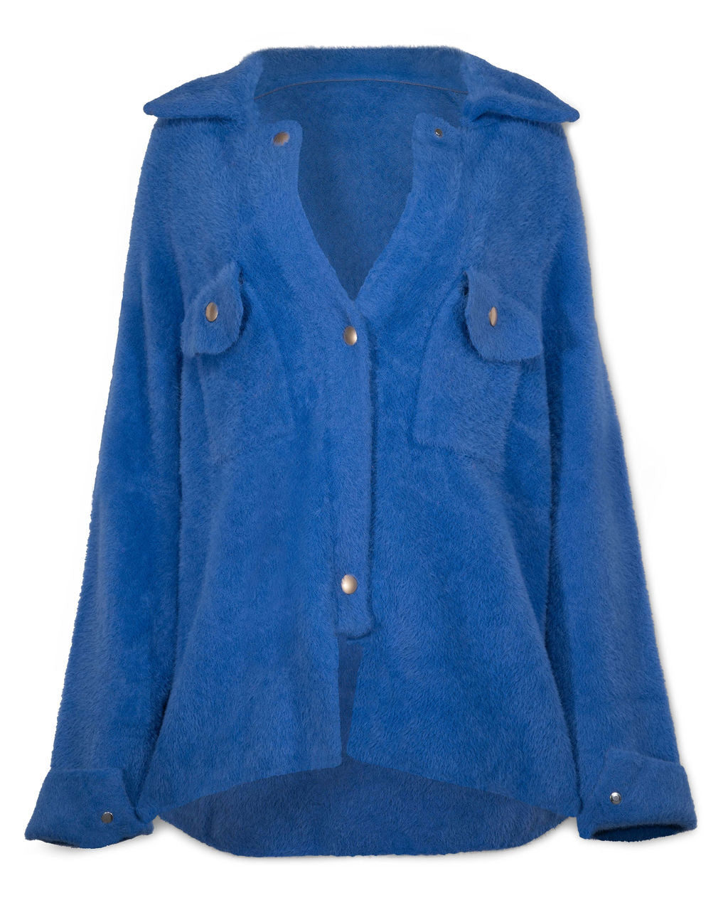 Aiden Blue Fuzzy Knit Shacket