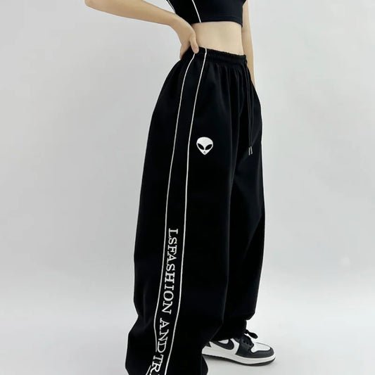 Printed Drawstring Sports Casual Pants