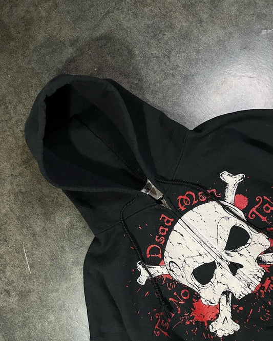 Skeleton Printed Zipper Hoodie