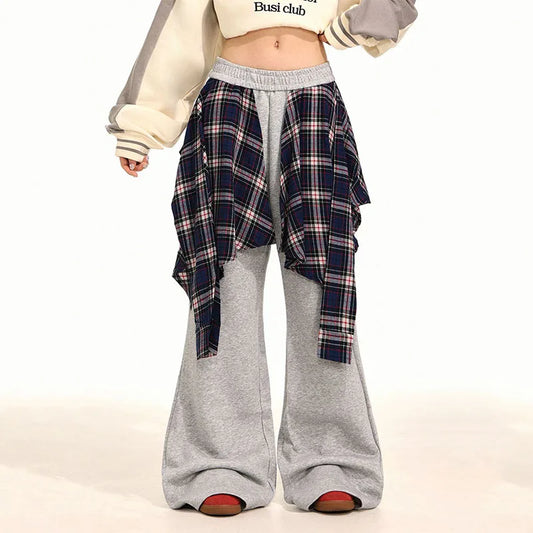 Plaid Patchwork High Waist Pants