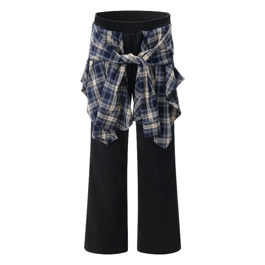 Plaid Patchwork High Waist Pants