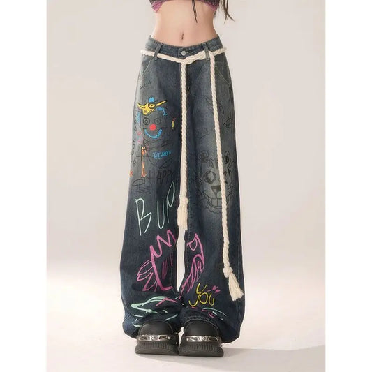 Graffiti Vintage High Waist Jeans Pants