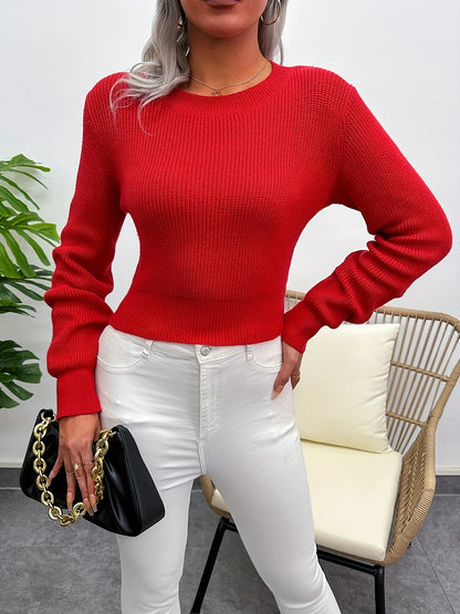 High-Grade Solid Color Slim-Fit Long-Sleeved Christmas Sweater