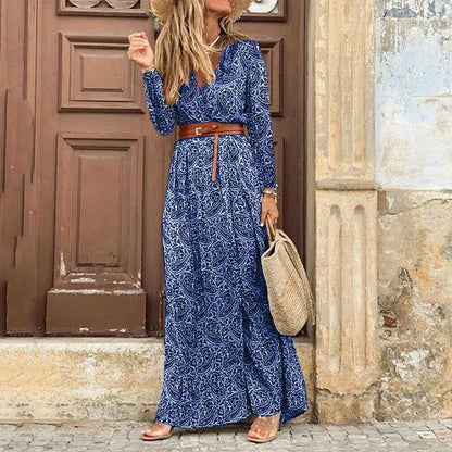 Autumn Female Short Sleeve Sexy High Split Maxi Boho Dress