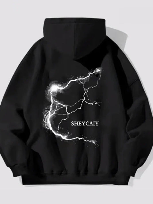 Lightning Graphic Hip Hop Fleece Hoodie