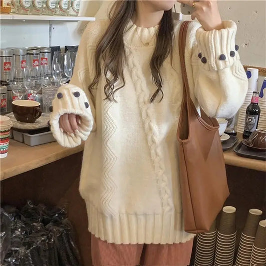 Retro Solid Color  Thick Loose  Elegant Sweater