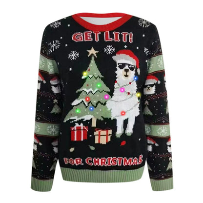 Led Light Jacquard Loose Christmas Knitted Pullover Casual Fashion Christmas Sweater