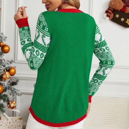 Thicken Warm Ladies Cartoon Casual Loose Pullover Christmas Sweater