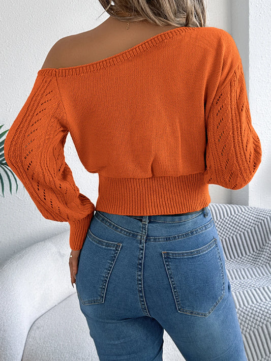 Elegant Slash Neck Off Shoulder Sweater