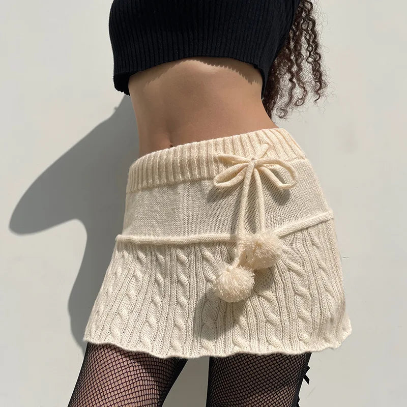 Autumn Winter Fashion Twist Wool Woven Age-Reducing Commuter Decorated Skirt