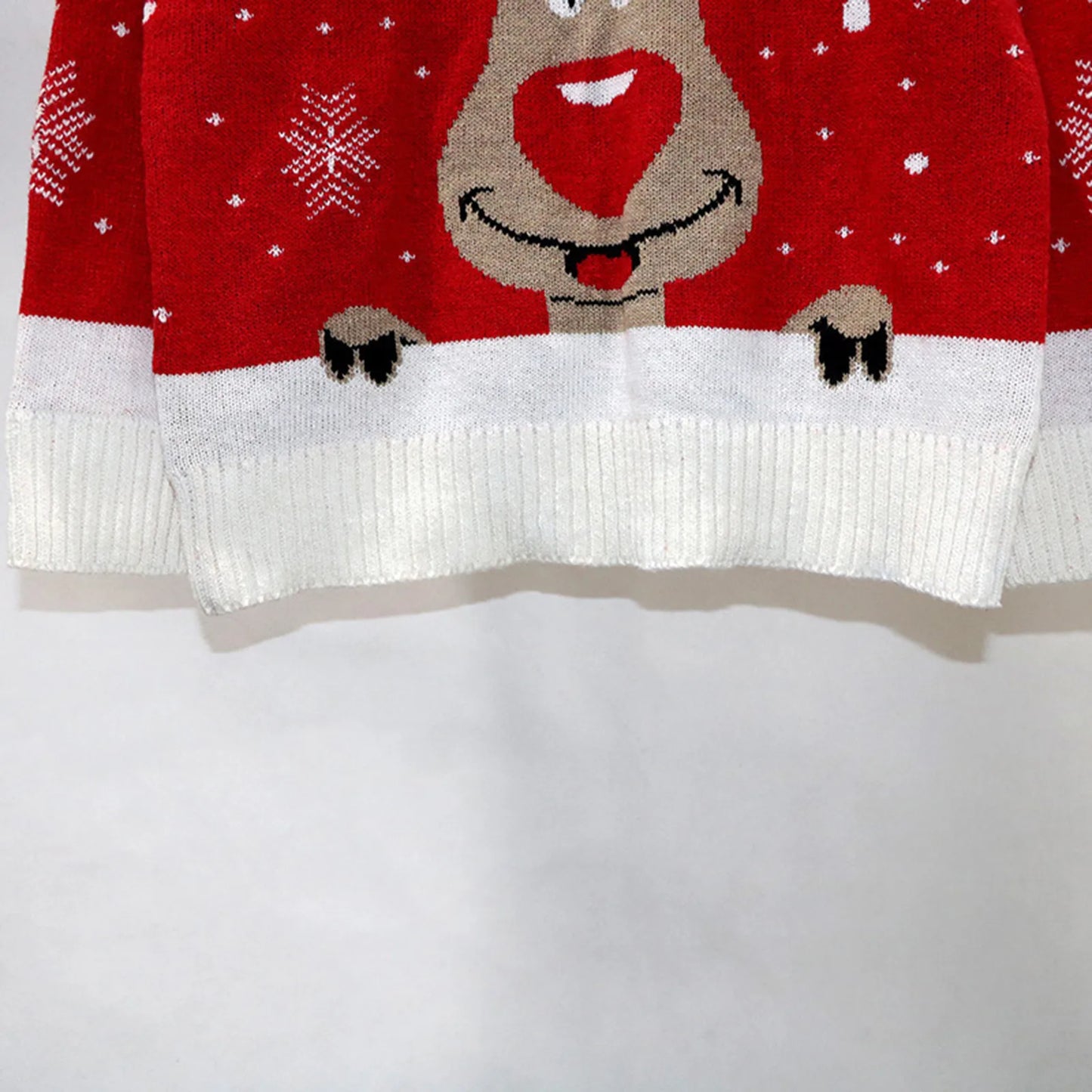 Warm Long Sleeves Fur Collar Cartoon Reindeer Print Christmas Christmas Sweater