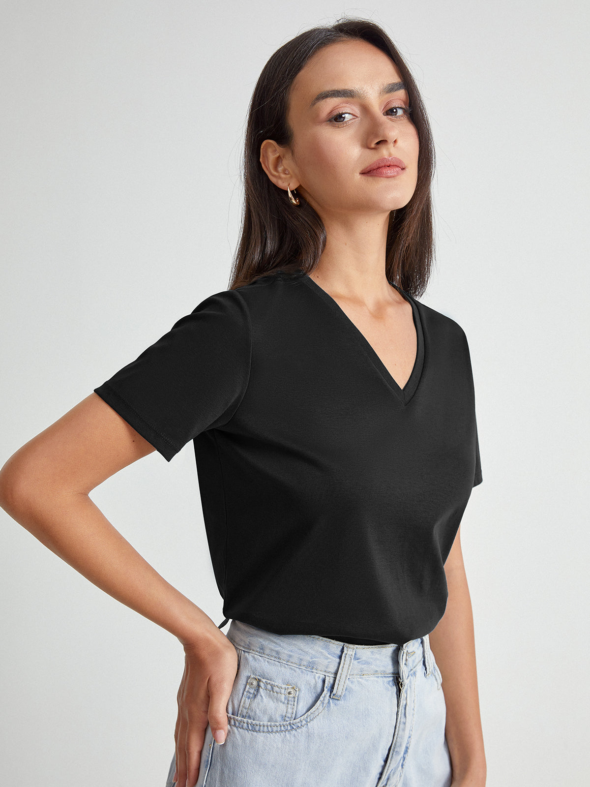 Basic Everyday Graceful V-Neck T-Shirt