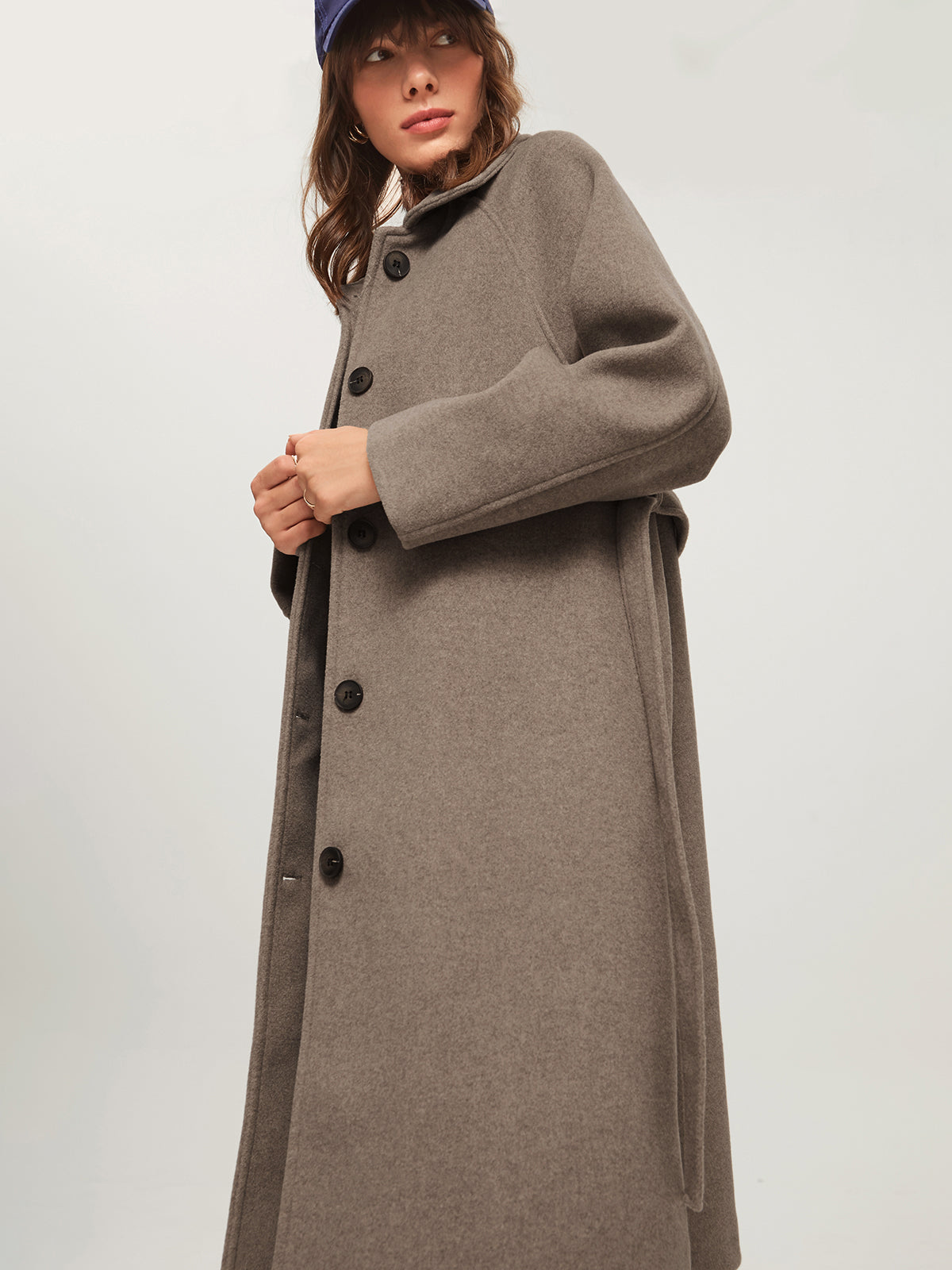 Brushed Belted Graceful Long Overcoat